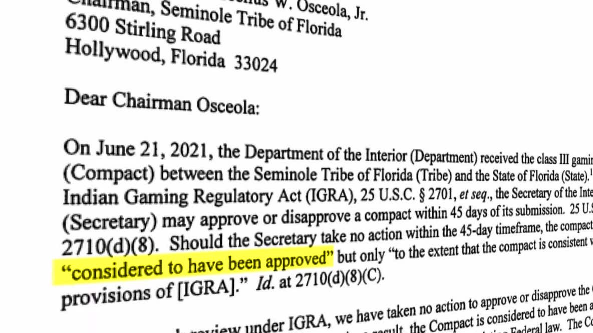 Gaming compact approved with caveats